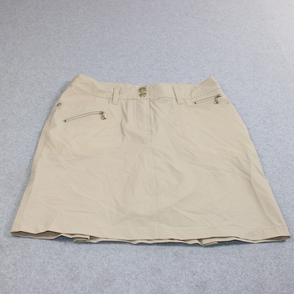 Daily Sports Skort Women 4 Biege Golf Skirt Shorts Zip Pocket Tennis Pickleball